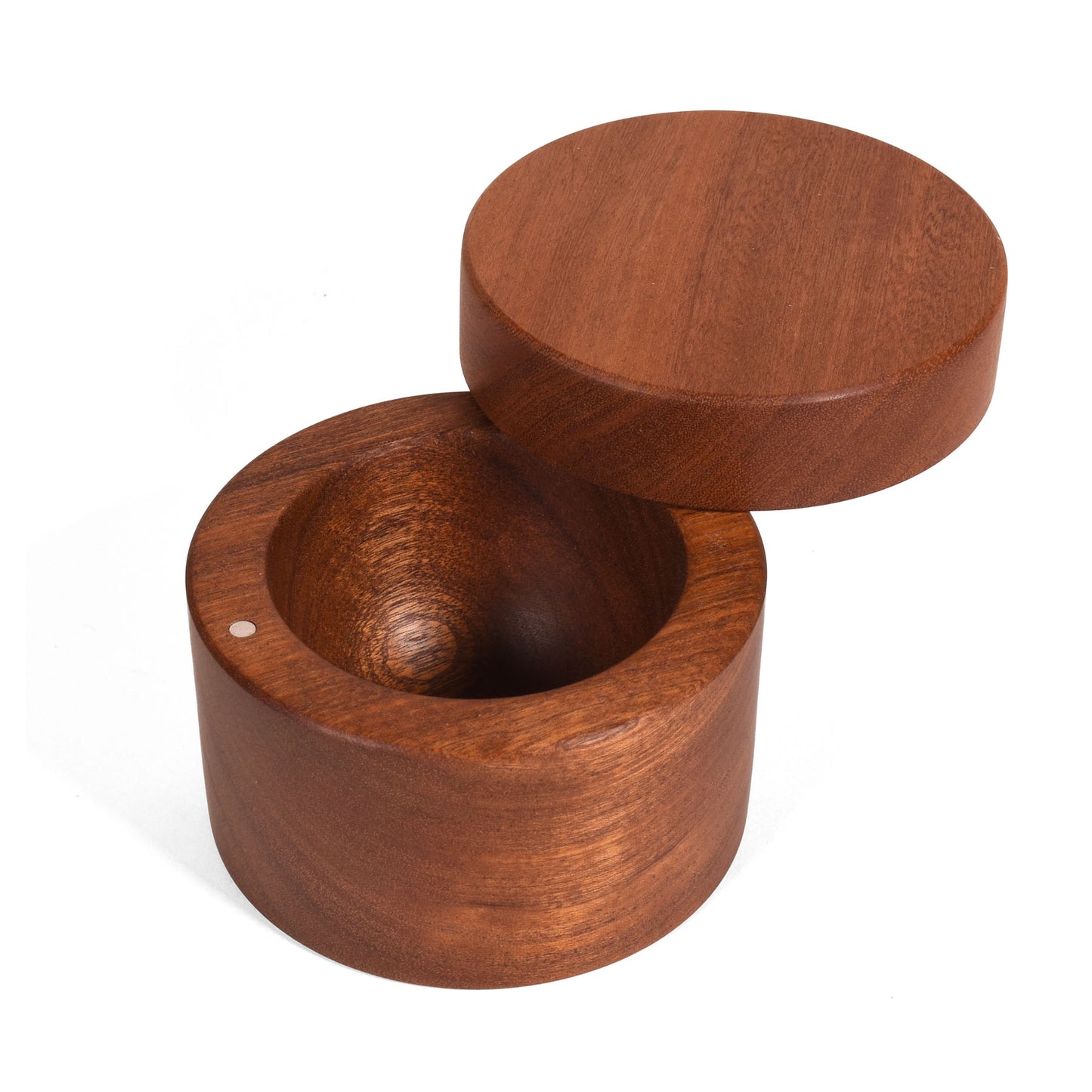 American Handmade Sapele Wood Salt Cellar with Magnetic Swivel Lid