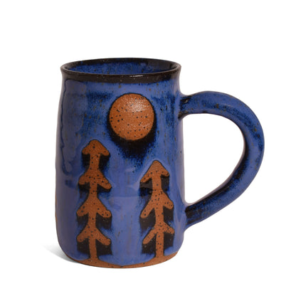 Pines by Moonlight American Handmade Coffee Mug, Blue