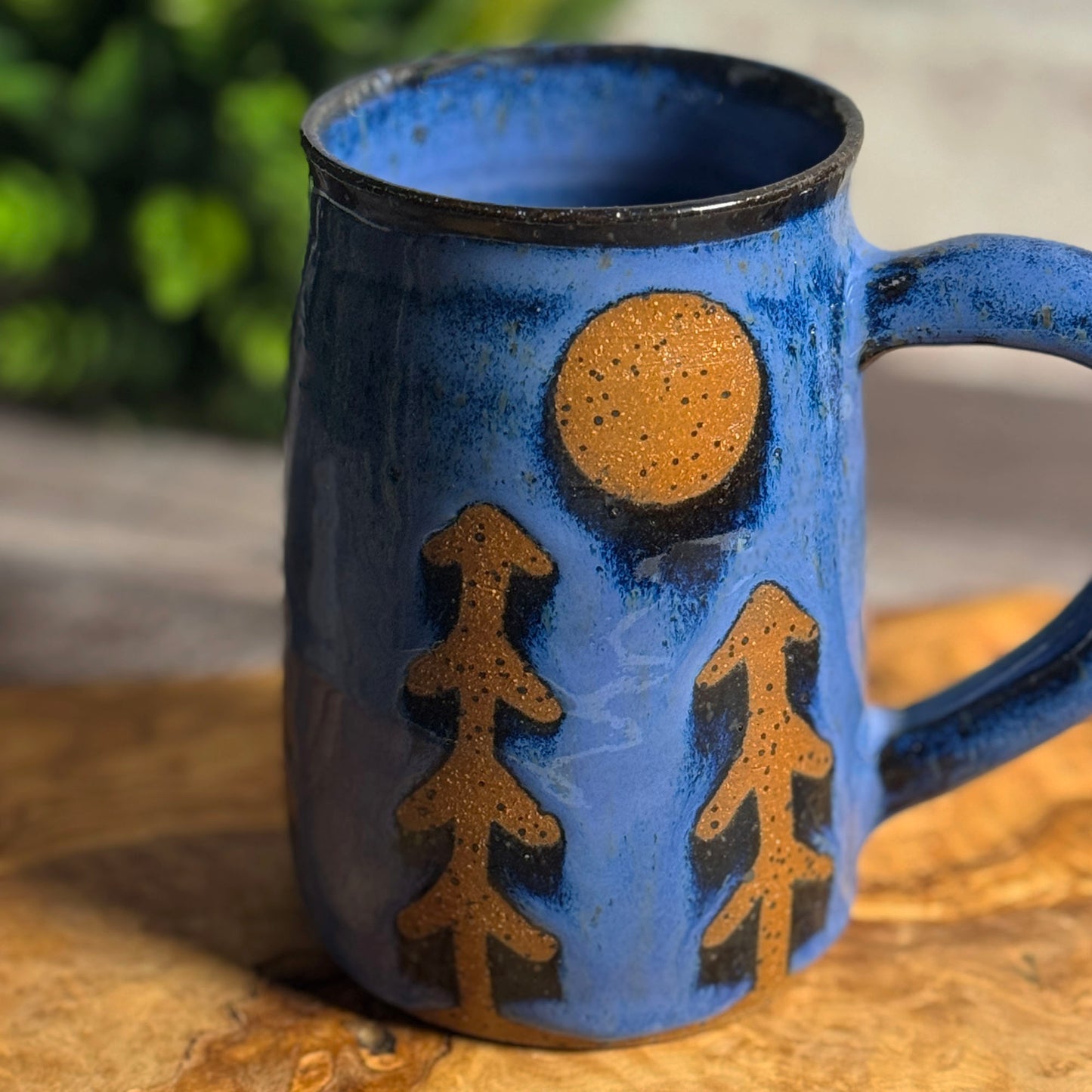 Pines by Moonlight American Handmade Coffee Mug, Blue