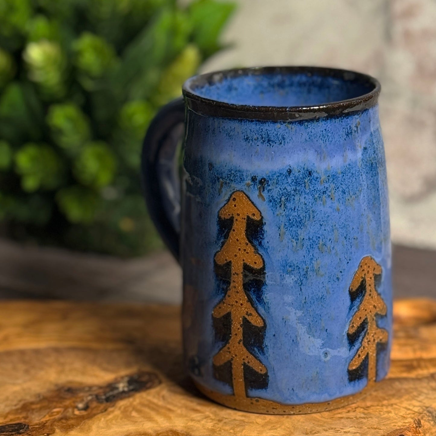 Pines by Moonlight American Handmade Coffee Mug, Blue