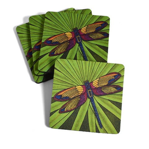 Dragonfly by Stephanie Kiker Polyester Neoprene Coaster, Set of 4