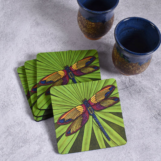 Dragonfly by Stephanie Kiker Polyester Neoprene Coaster, Set of 4