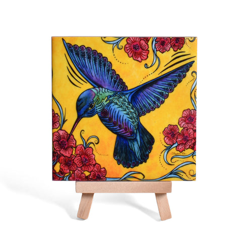 Hummingbird by Stephanie Kiker 4-1/4" Decorative Ceramic Tile Plaque