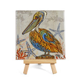 Pelican Perch by Stephanie Kiker 4-1/4" Decorative Ceramic Tile Plaque, Made in the USA