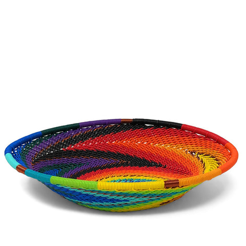 African Fair Trade Zulu Telephone Wire 5.5-inch Small Oval Basket, African Rainbow