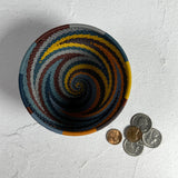 Fair Trade Zulu Telephone Wire 4-1/2" Small Round Bowl Basket, Cove Multicolor, Handwoven by African Makers, Each One Varies