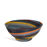 Fair Trade Zulu Telephone Wire 8" Pedestal Bowl, Cove Multicolor, Handwoven by African Makers, Each One Varies