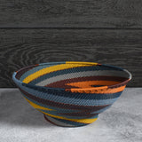 Fair Trade Zulu Telephone Wire 8" Pedestal Bowl, Cove Multicolor, Handwoven by African Makers, Each One Varies