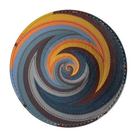 Fair Trade Zulu Telephone Wire 9" Platter Bowl, Cove Multicolor, Handwoven by African Makers, Each One Varies