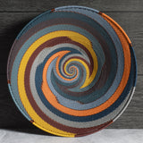 Fair Trade Zulu Telephone Wire 12" Platter Bowl, Cove Multicolor, Handwoven by African Makers, Each One Varies