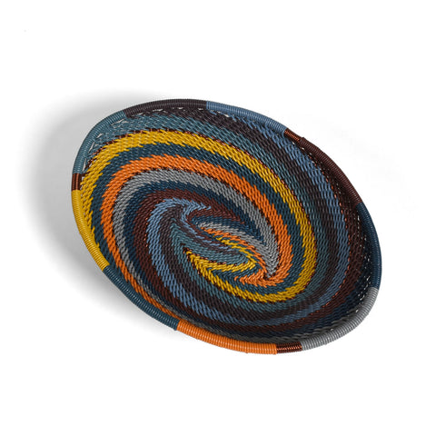 Fair Trade Zulu Telephone Wire 5-3/4" x 4" Small Oval Bowl, Cove Multicolor, Handwoven by African Makers, Each One Varies