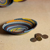 Fair Trade Zulu Telephone Wire 5-3/4" x 4" Small Oval Bowl, Cove Multicolor, Handwoven by African Makers, Each One Varies