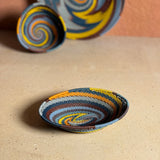 Fair Trade Zulu Telephone Wire 5-3/4" x 4" Small Oval Bowl, Cove Multicolor, Handwoven by African Makers, Each One Varies