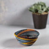 Fair Trade Zulu Telephone Wire 4-1/2" Small Triangle Basket, Cove Multicolor, Handwoven by African Makers, Each One Varies