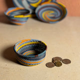 Fair Trade Zulu Telephone Wire 3-1/2" Small Bowl/Wine Bottle Coaster, Cove Multicolor, Handwoven by African Makers, Each One Varies