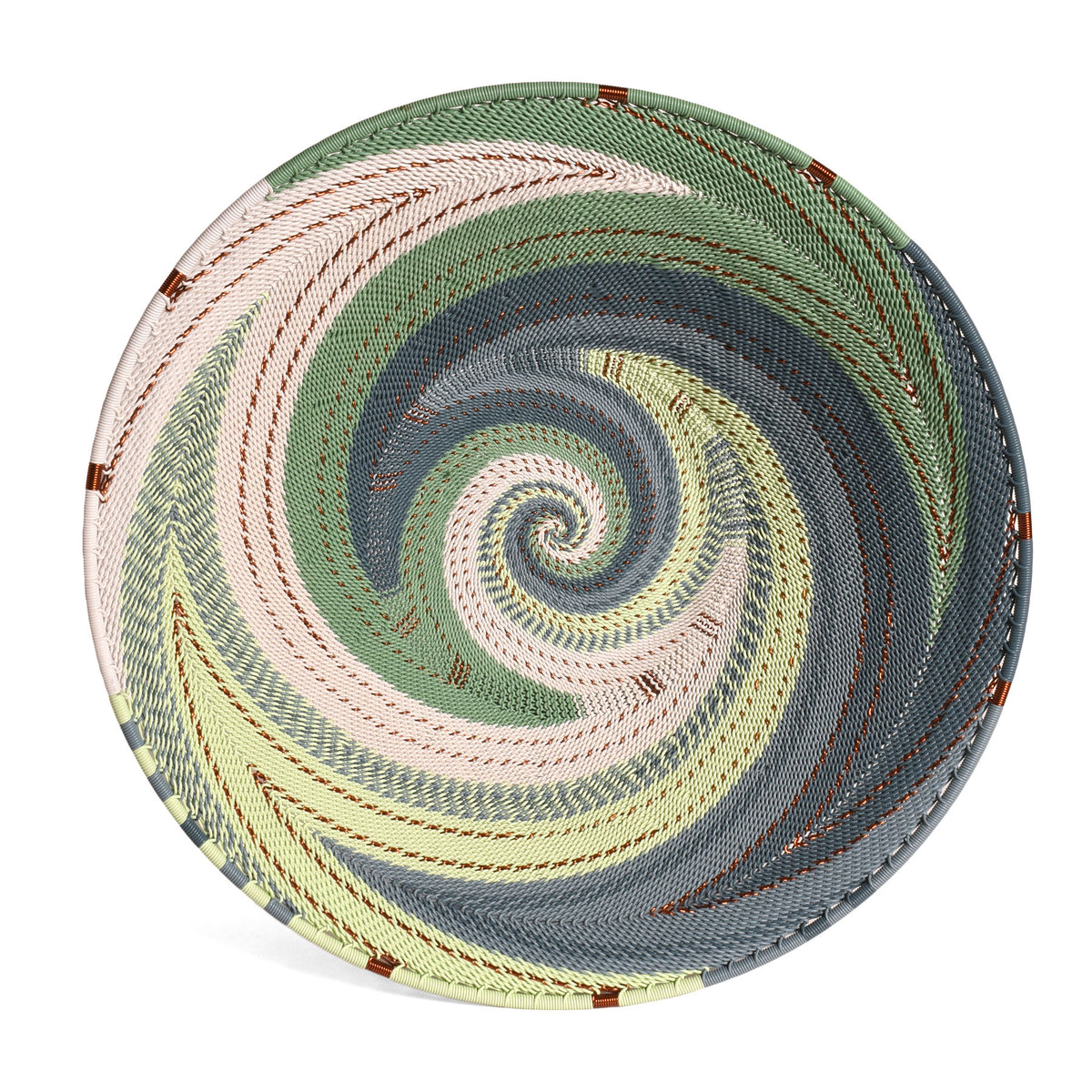 Fair Trade Zulu Telephone Wire 12" Shallow Platter Basket, Montane