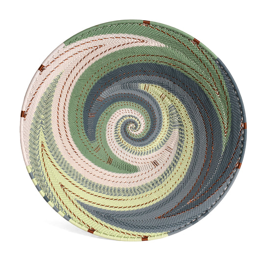 Fair Trade Zulu Telephone Wire 12" Shallow Platter Basket, Montane
