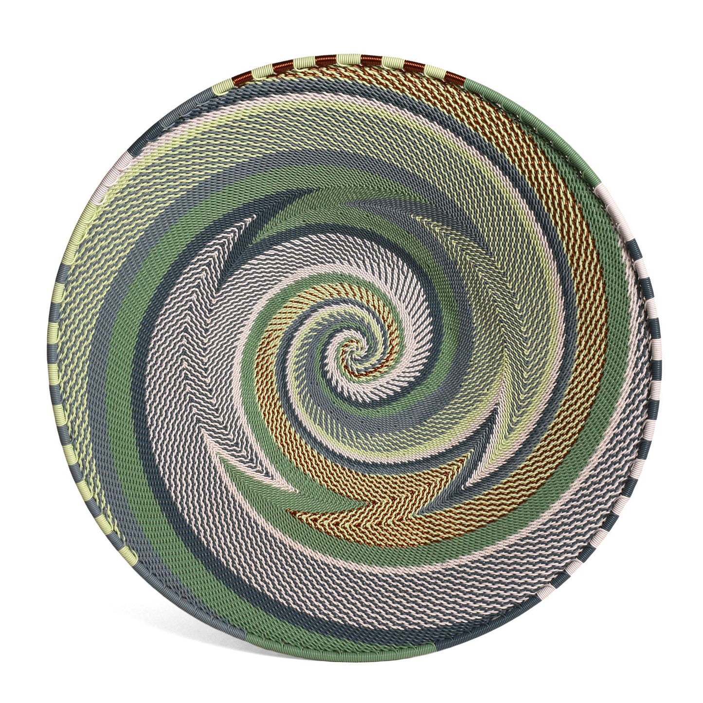 Fair Trade Zulu Telephone Wire 12" Shallow Platter Basket, Montane