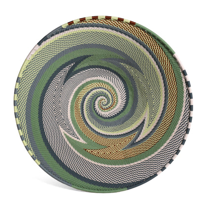 Fair Trade Zulu Telephone Wire 12" Shallow Platter Basket, Montane