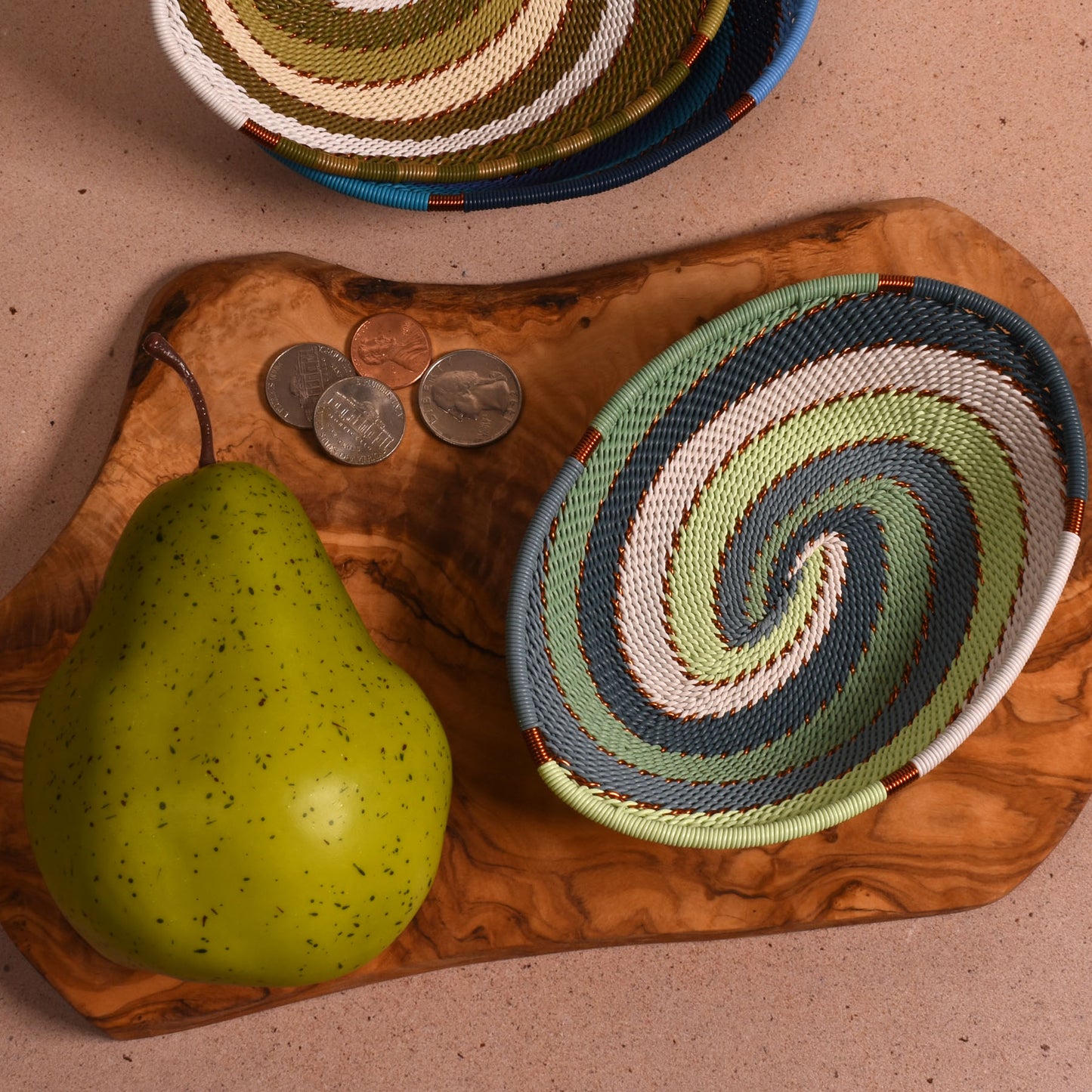 Fair Trade Zulu Telephone Wire Small Oval Bowl Basket, Montane