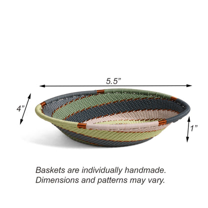 Fair Trade Zulu Telephone Wire Small Oval Bowl Basket, Montane