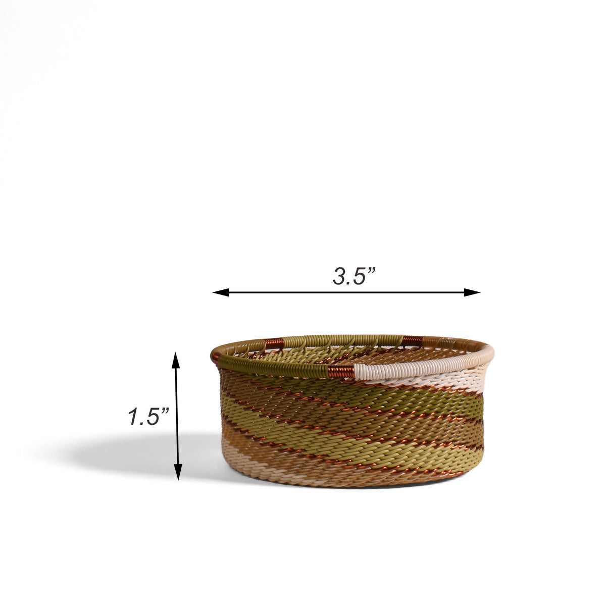 Fair Trade Zulu Telephone Wire Small Bottle Coaster Caddy Basket, Olive