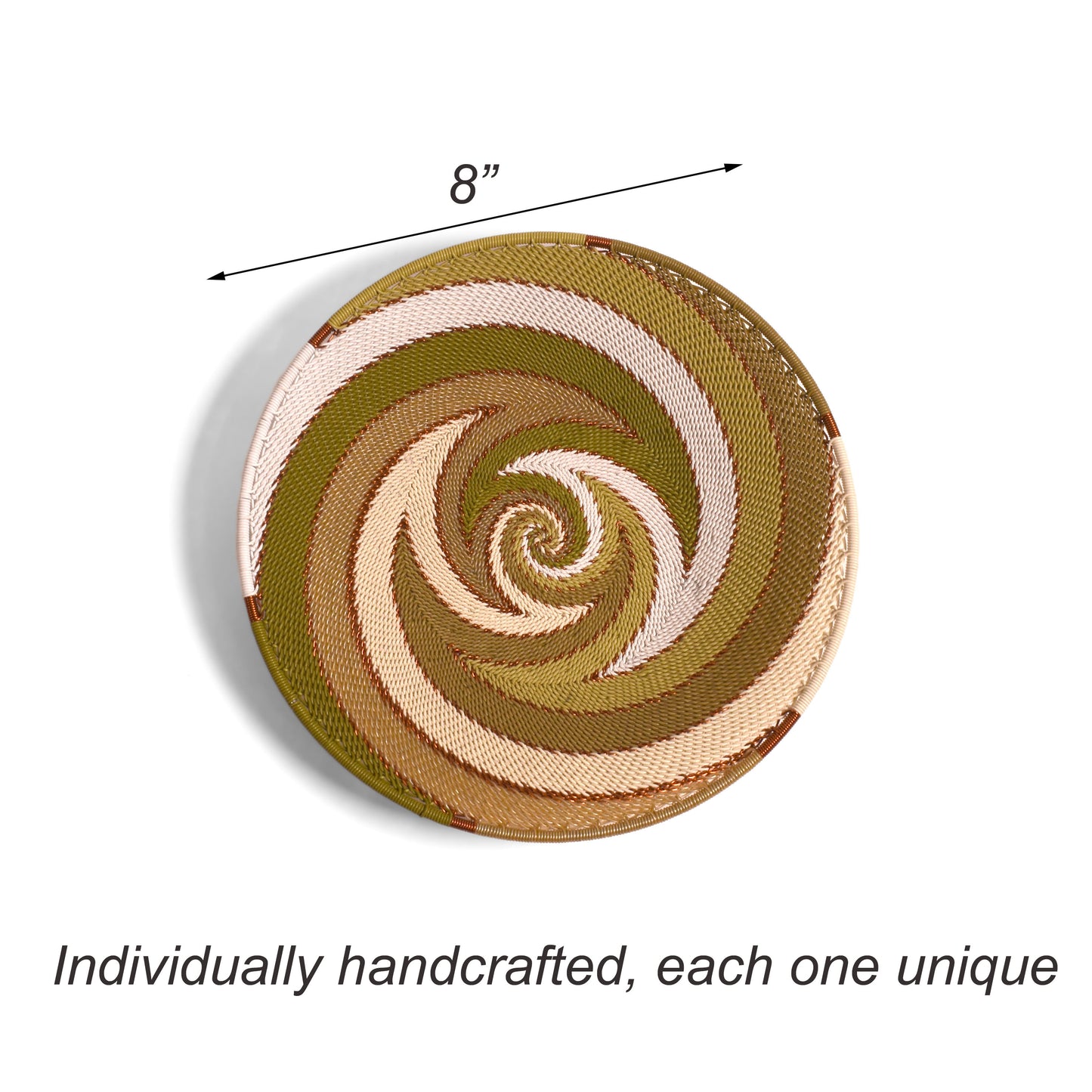 Fair Trade Zulu Telephone Wire 8" Shallow Platter Basket, Olive