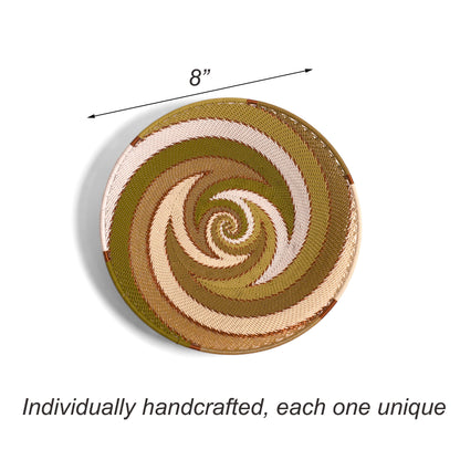 Fair Trade Zulu Telephone Wire 8" Shallow Platter Basket, Olive
