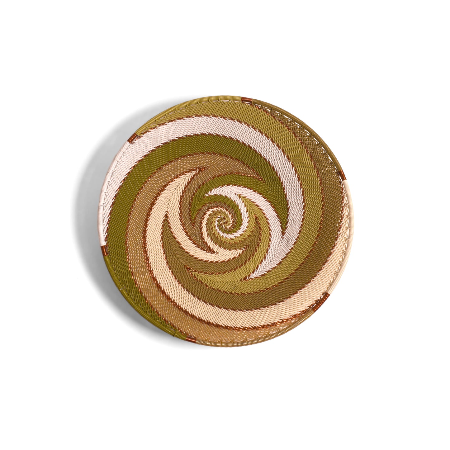 Fair Trade Zulu Telephone Wire 8" Shallow Platter Basket, Olive