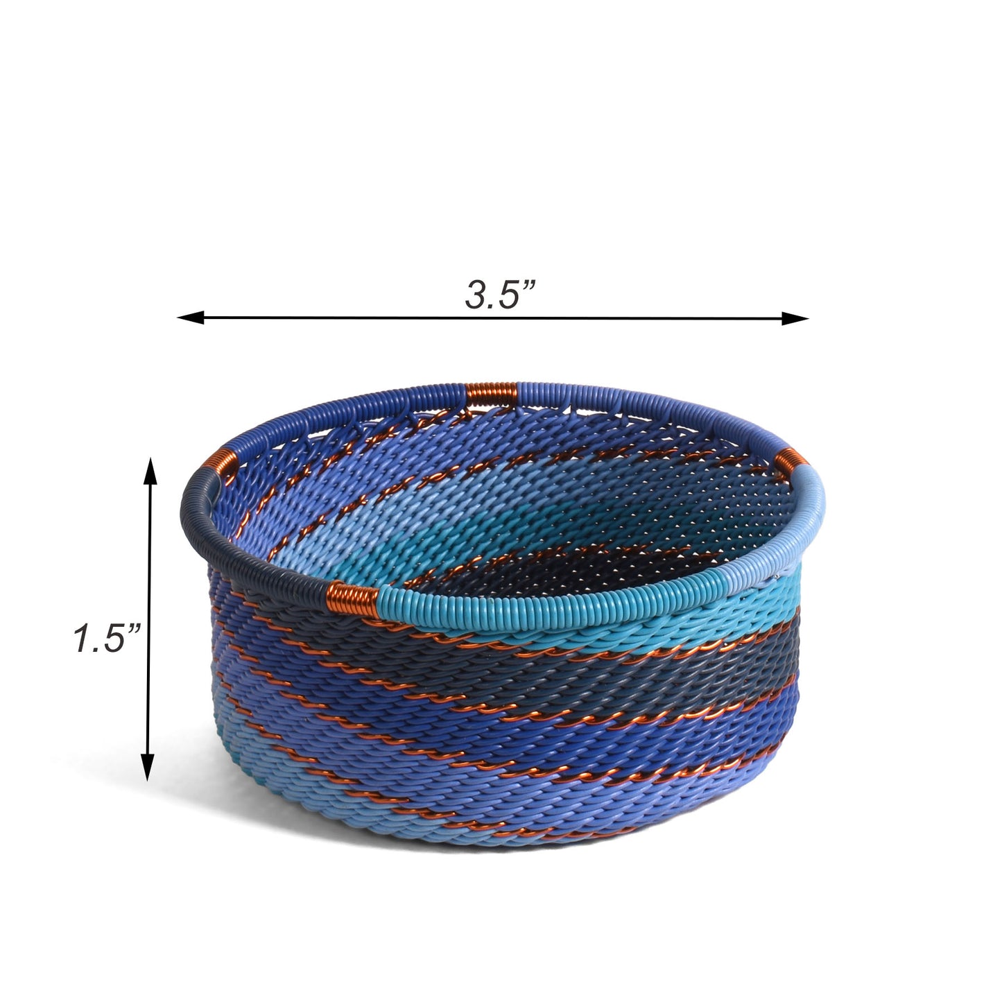 Fair Trade Zulu Telephone Wire Bottle Coaster Caddy Basket, Sapphire Blue