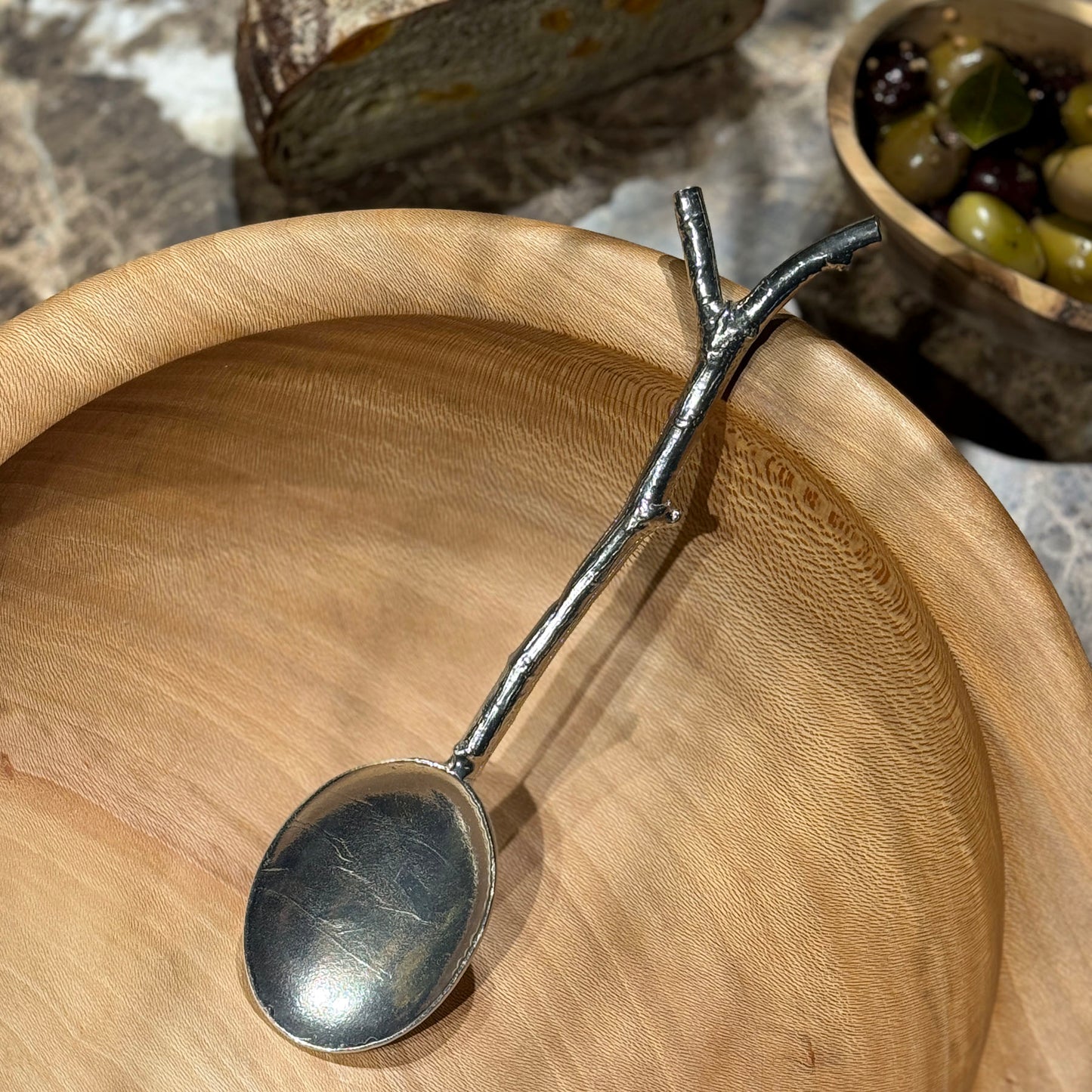 Crosby & Taylor American Handmade Pewter Twig Large Serving Spoon