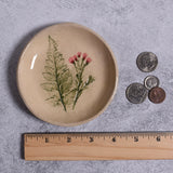 Wax Flower & Fern 4-1/4" Trinket Dish by Tara Kothari, Handmade American Pottery