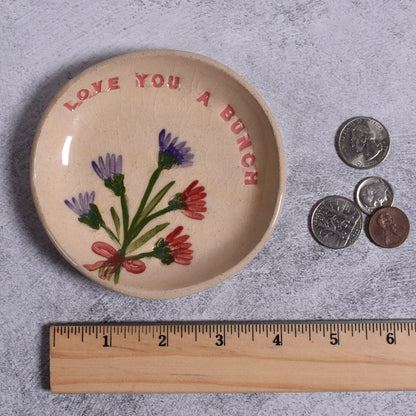Love You a Bunch 4-1/4" Floral Trinket Dish by Tara Kothari, Handmade American Pottery
