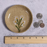 White Daisies on Rustic Glaze 4-1/4" Trinket Dish by Tara Kothari, Handmade American Pottery