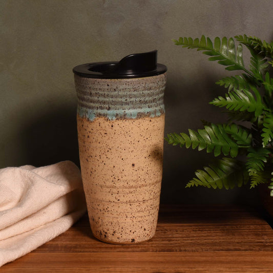 American Handmade Pottery Travel Mug, Sage Green