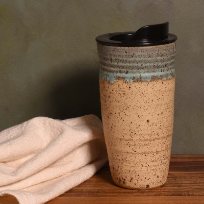 American Handmade Pottery Travel Mug, Sage Green