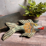 Fischer in Old Copper Ceramic Fish Wall Plaque by Laurie Pollpeter Eskenazi, Handmade American Pottery