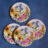 Bamboo Table Wildflowers 8-1/4" Salad Plates, Set of 4, Made of Eco-Friendly Bamboo Composite