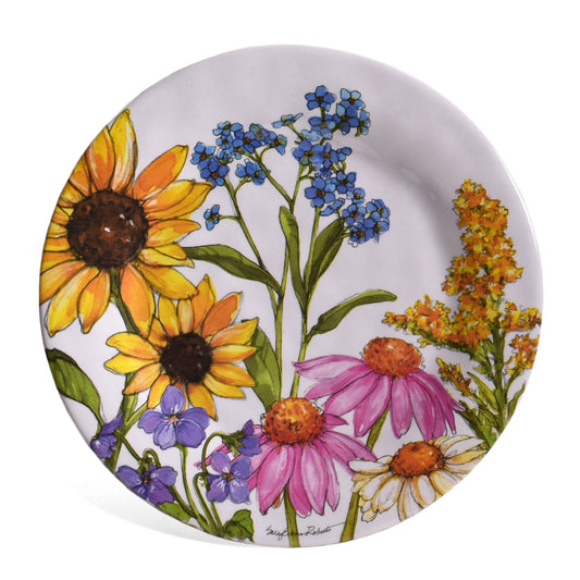Bamboo Table Wildflowers 8-1/4" Salad Plates, Set of 4, Made of Eco-Friendly Bamboo Composite