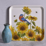 Mary Lake-Thompson Bluebird with Sunflowers 13" Square Laminated Wood Tray