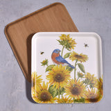 Mary Lake-Thompson Bluebird with Sunflowers 13" Square Laminated Wood Tray