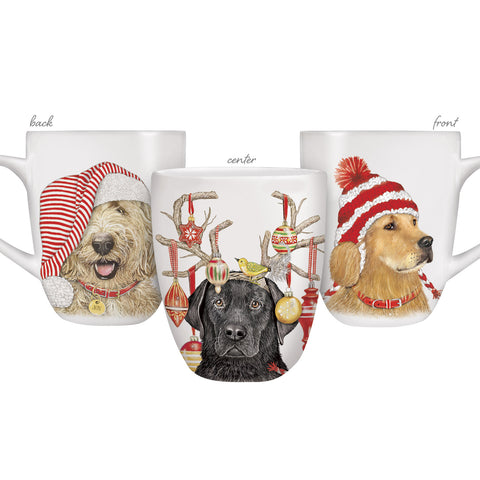 Mary Lake-Thompson Whimsical Winter Holiday Dogs 16-ounce Stoneware Mug