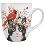 Mary Lake-Thompson Winter Cat and Birds 16-ounce Stoneware Mug