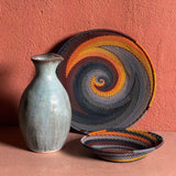 Fair Trade Zulu Telephone Wire 9" Platter Bowl, Cove Multicolor, Handwoven by African Makers, Each One Varies