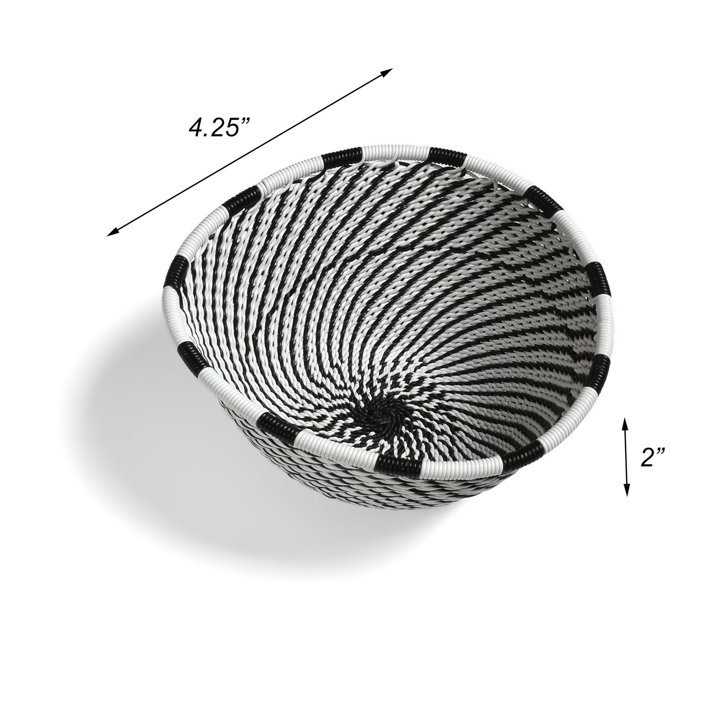 Fair Trade Zulu Handwoven Telephone Wire 4.25" Triangle Basket (Each One Varies), African Eclipse