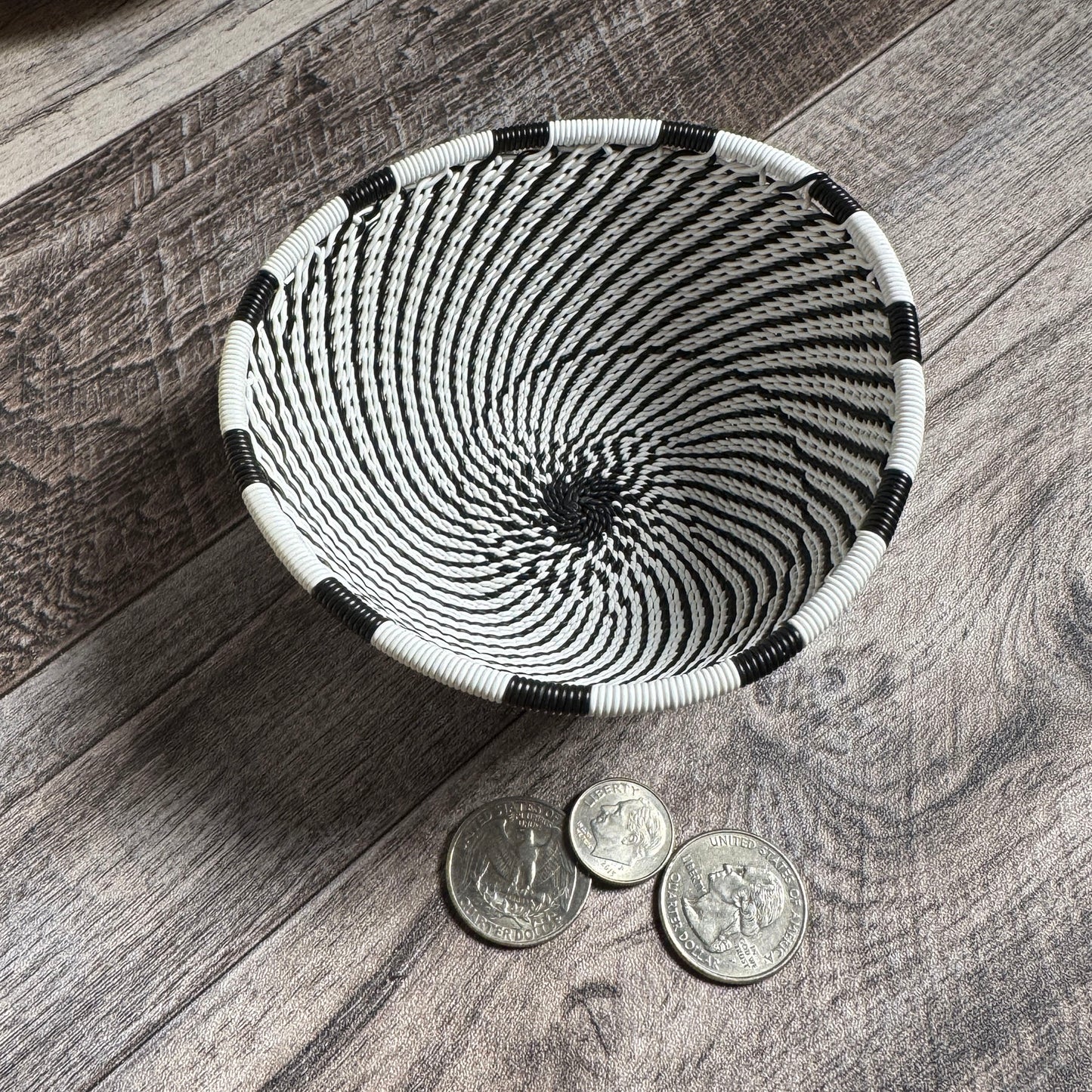 Fair Trade Zulu Handwoven Telephone Wire 4.25" Triangle Basket (Each One Varies), African Eclipse