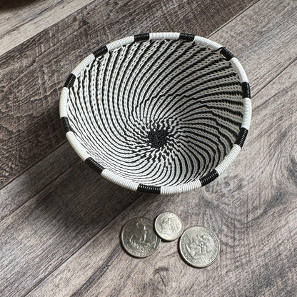 Fair Trade Zulu Handwoven Telephone Wire 4.25" Triangle Basket (Each One Varies), African Eclipse