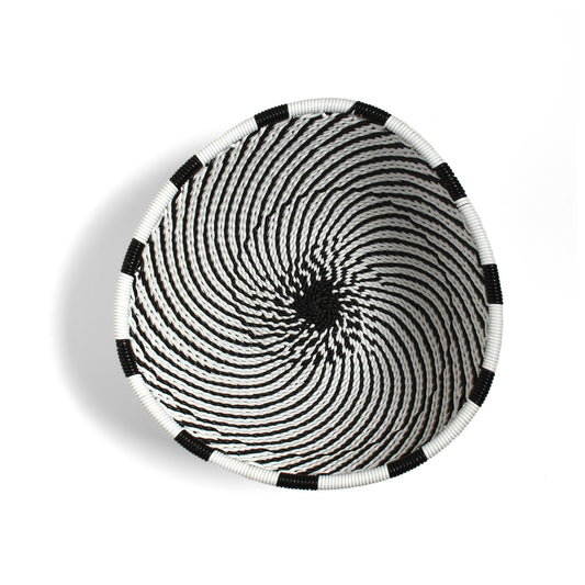 Fair Trade Zulu Handwoven Telephone Wire 4.25" Triangle Basket (Each One Varies), African Eclipse