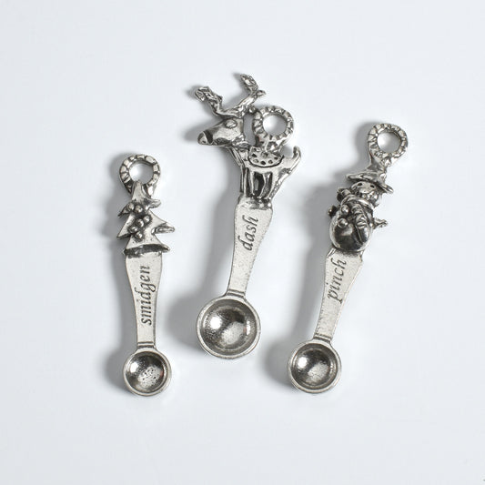 Crosby & Taylor Christmas Dash, Pinch, Smidgen Mini Pewter Measuring Spoon Set