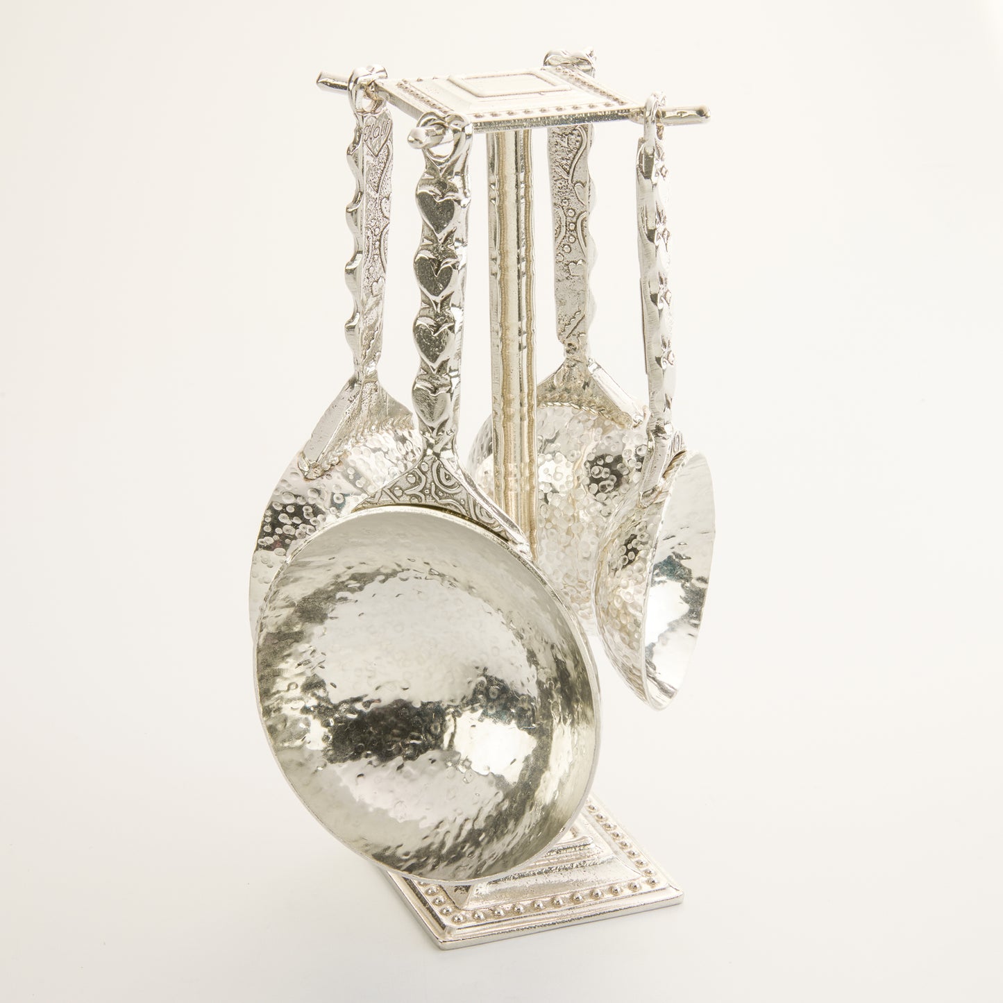 Crosby & Taylor Heart Artisan Pewter Measuring Cups with Display Post